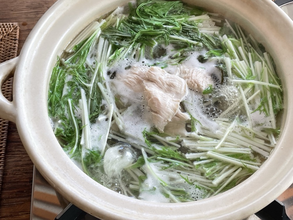 水菜と鶏むね肉のはりはり鍋