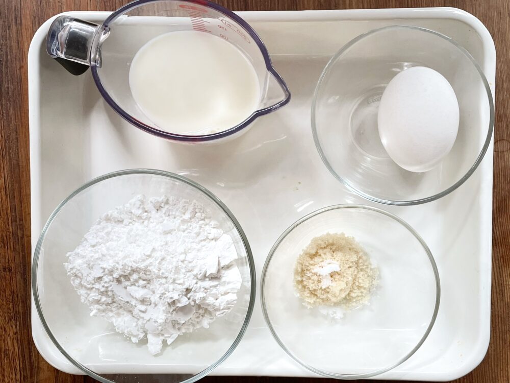 ノンオイルクレープを作る。クレープの材料を揃える。